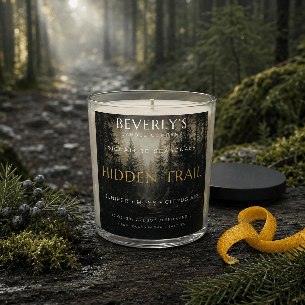 Hidden Trail Candle Bergamot, Cedarwood & Amber Musk | 10oz by Beverly's Candle Company