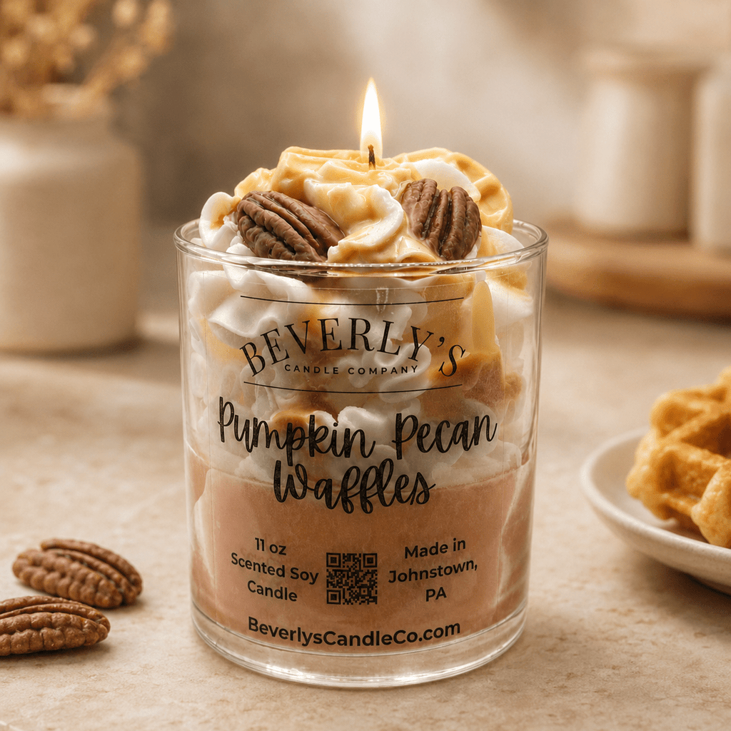 Pumpkin Pecan Waffles Breakfast Candle Maple Syrup, Pumpkin Spice & Toasted Pecan Scent by Beverly's Candle Company