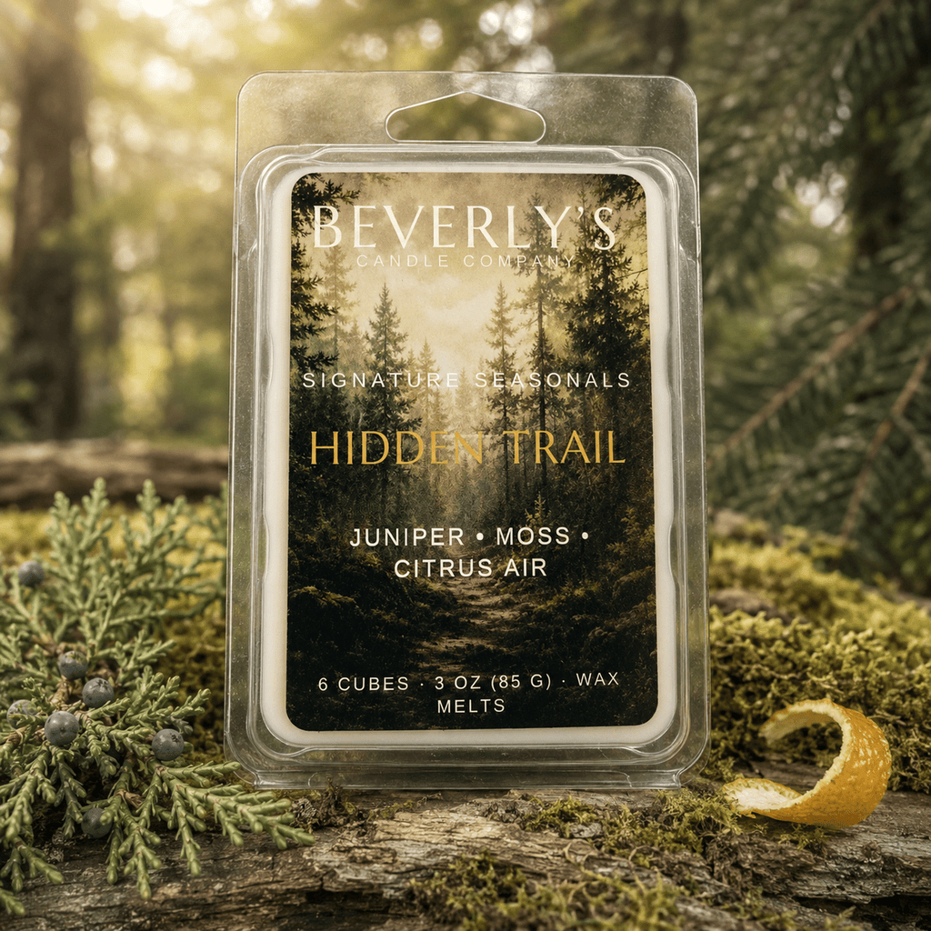 Hidden Trail Wax Melts Bergamot, Cedarwood & Amber Musk by Beverly's Candle Company