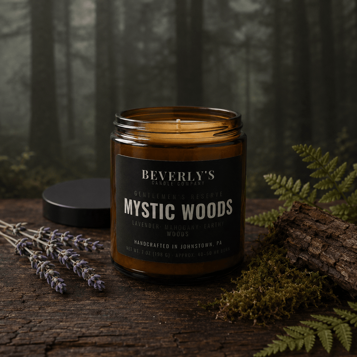 Mystic Woods Men's Candle Mahogany, Cedarwood & Lavender Scent by Beverly's Candle Company