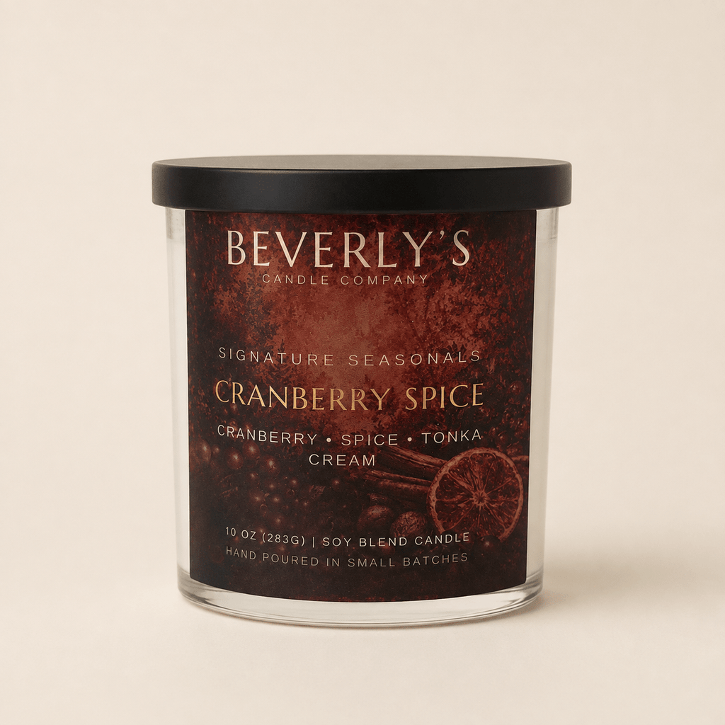 Cranberry Spice Candle Spiced Cranberry, Orange & Warm Amber | 10oz by Beverly's Candle Company