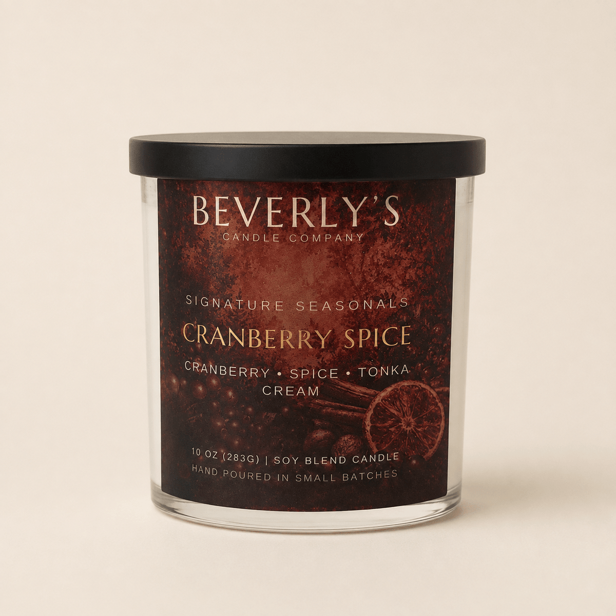 Cranberry Spice Candle Spiced Cranberry, Orange & Warm Amber | 10oz by Beverly's Candle Company