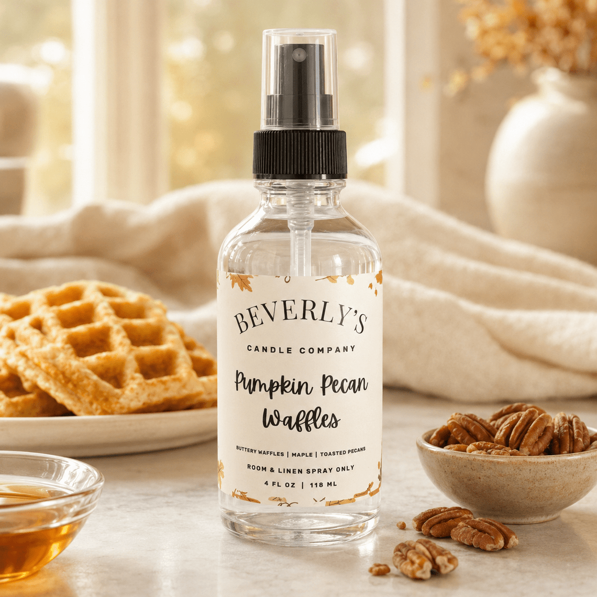 Bourbon Brew Room and Linen Spray bottle in amber glass