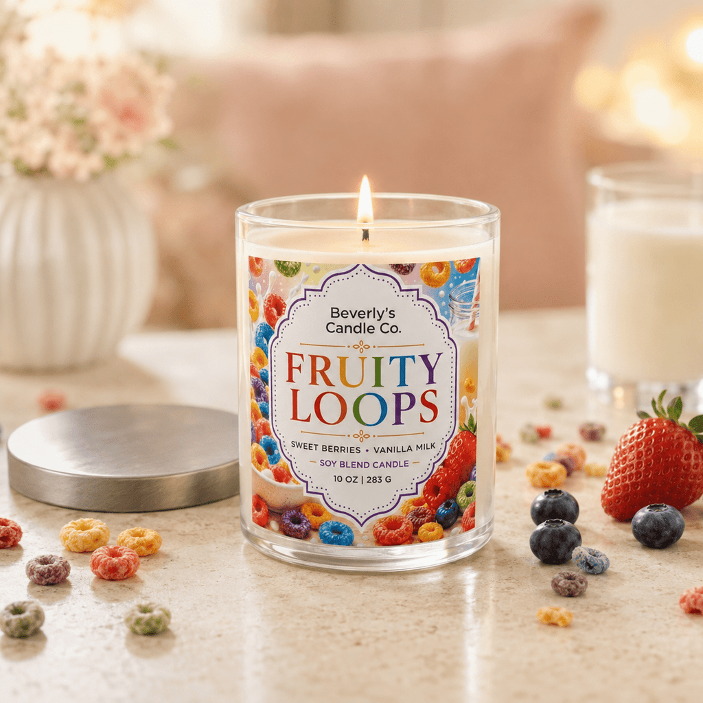 Fruity Loops Candle Sweet Cereal & Vanilla Scent | 10oz by Beverly's Candle Company