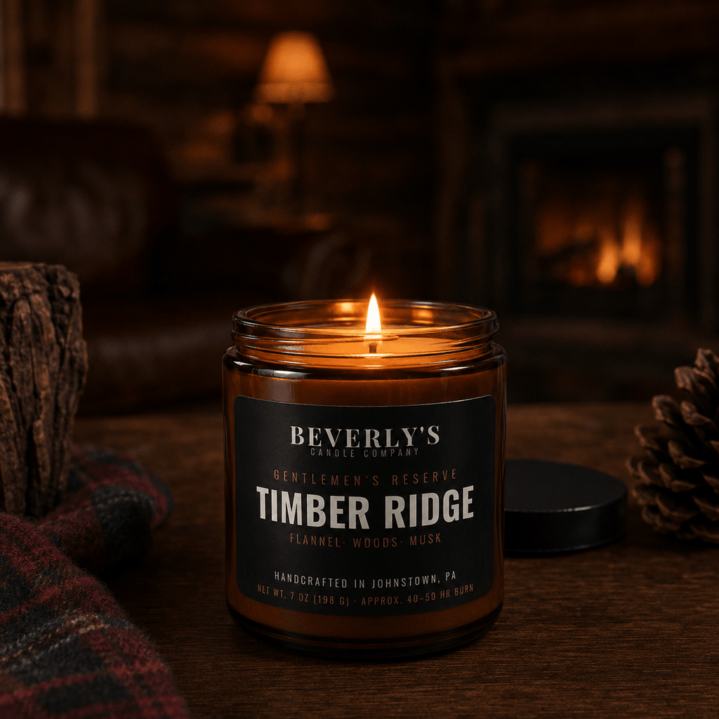 Timber Ridge Men's Candle Cedar, Woods & Musk Scent by Beverly's Candle Company