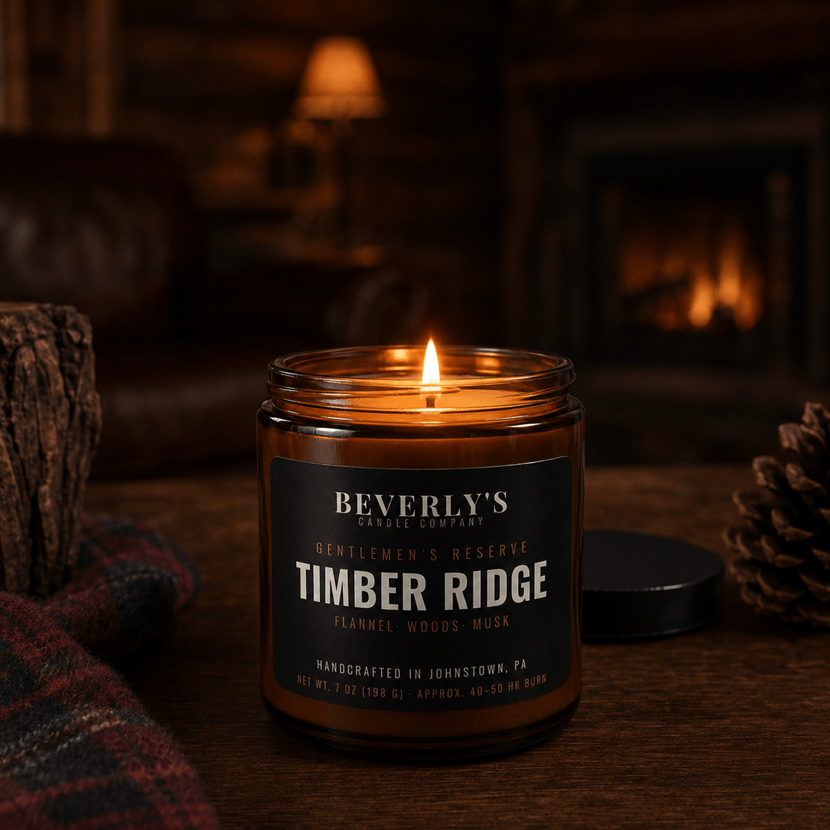 Timber Ridge Men's Candle Cedar, Woods & Musk Scent by Beverly's Candle Company
